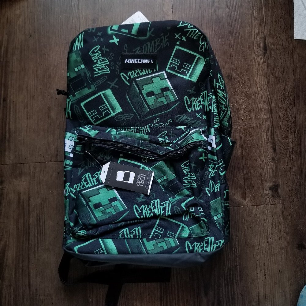 Minecraft Creeper Backpack (17") w/tech sleeve and padded straps